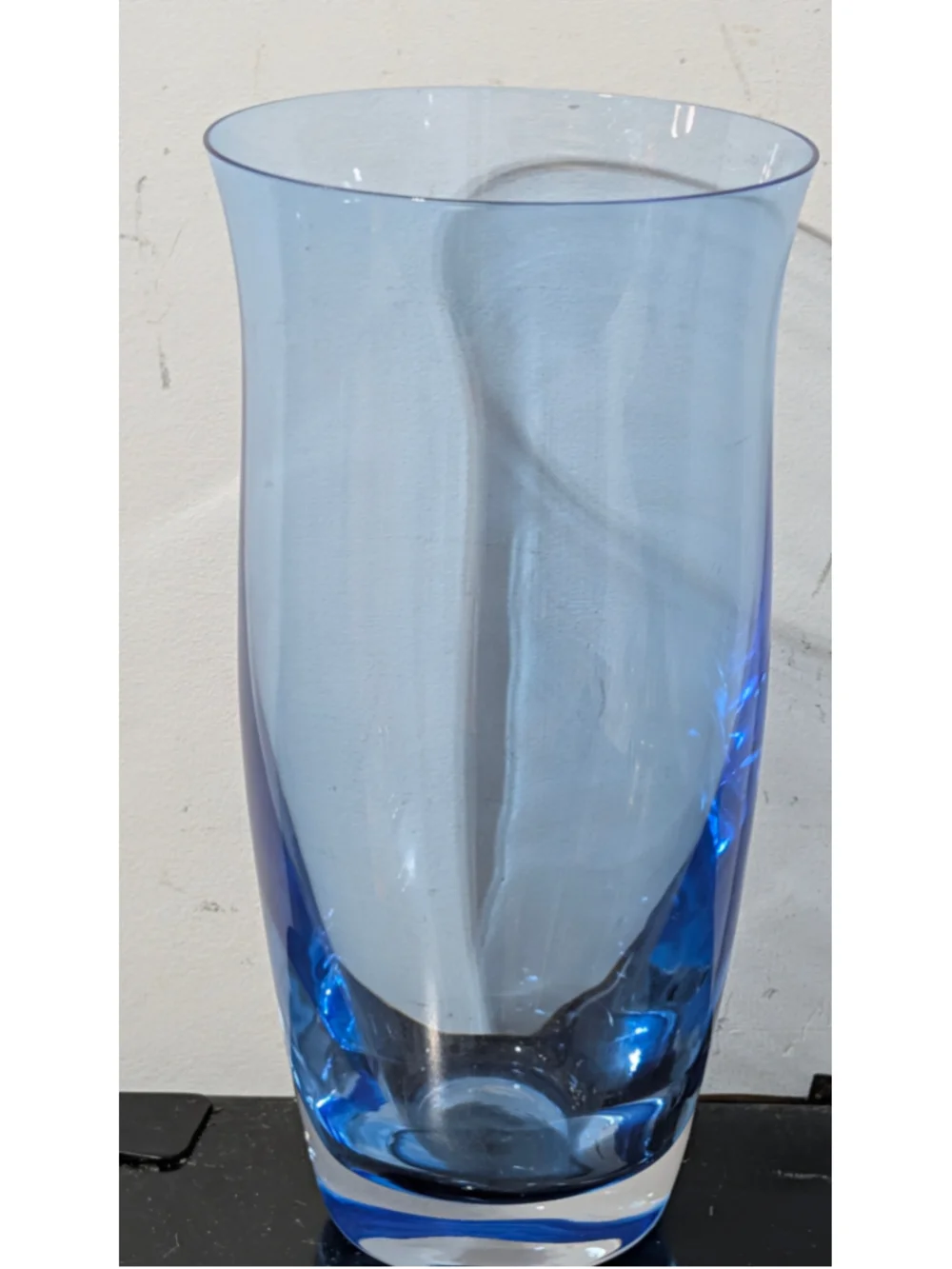 Scandinavian blue mouth blown art glass Vase